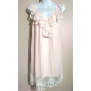 Mucarlar Women Pink Lined‎ Mesh Princess Sexy Nighty Nightgown Size M